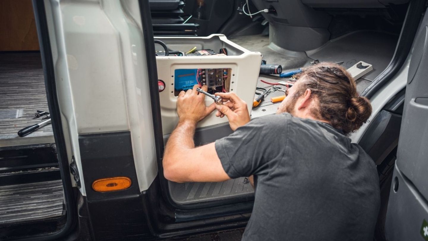 RV electrical system diagnostic using multimeter at customer location