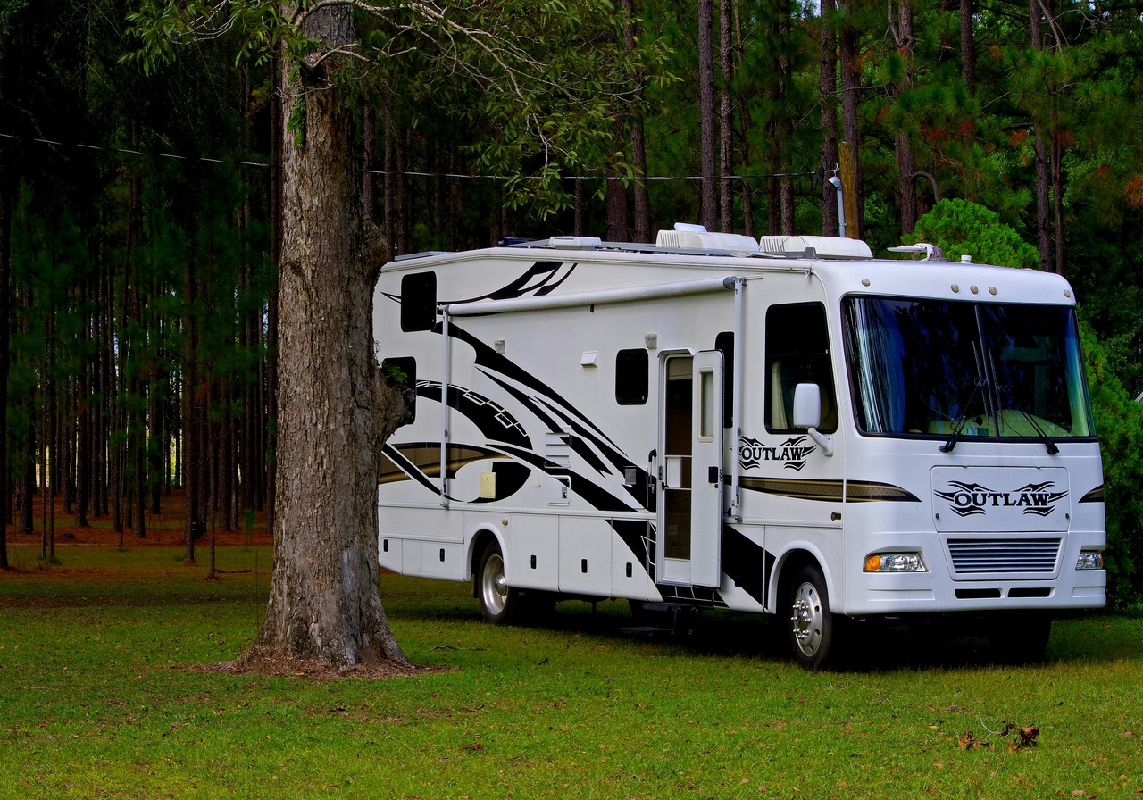 Class A RV parked